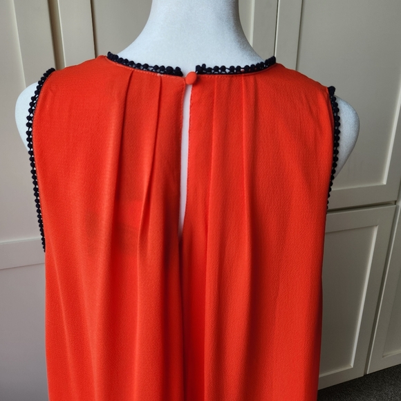 Umgee The Virginia Shift Dress Pleated Sleeveless Orange Navy Blue New Large - Picture 8 of 15